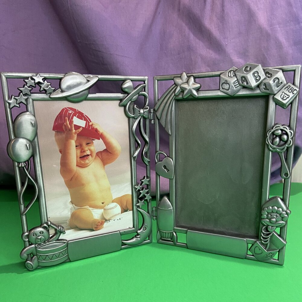 Baby ABC Stars Pewter Picture Frame 4X6” Outside 7 ½ X 11 1/2”